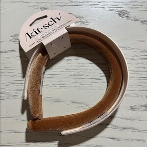Kitsch Cream Satin & Camel Velvet Headbands - 2 Pieces